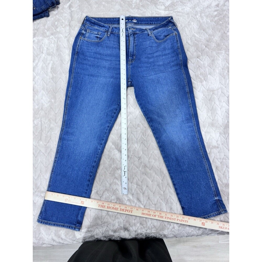 Old Navy Vintage Slim Jeans Womens 16P Blue High Rise Stretch Crop Raw Hem Curvy